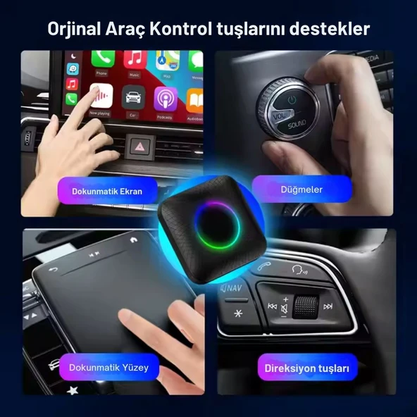 Carlinkit TBox Ambient Android 13, 8+128GB, Google PlayStore, Netflix, YouTube, Kablosuz/Wireless CarPlay & Android Auto SIM Kart Destekli SM6225 Chipset Android Box (IMEI Kayıtlı) - Resim 4