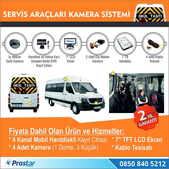 Okul Ve Servis Taşıtları İçin 1 Tb Kayıtlı Kamera Set - 2
