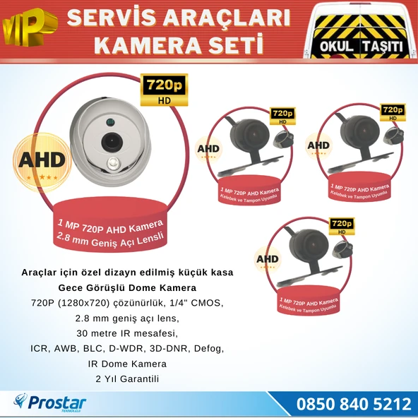 Okul Servis Kamera Seti 4 Kameralı 7" Monitör 4 Kameralı 1 Tb Harddisk Dahil - 3