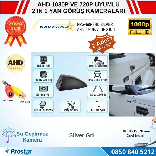 Yan Araç Kamerası AHD 1080P ve 720P Full HD Mini (Silver Gri) Özel Tasarım - 4