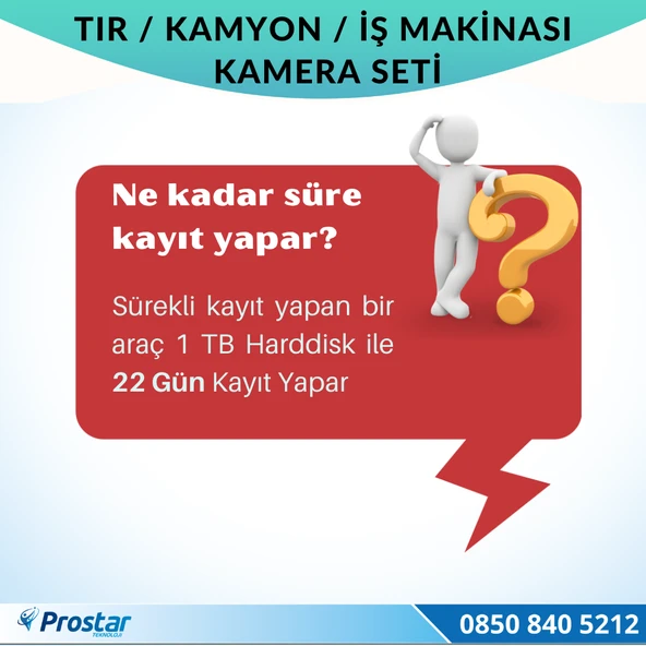 Tır Kamyon İş Makinası Için Uzaktan İzlemeli 4 Kameralı 1 Tb Harddisk Kamera Seti - 4