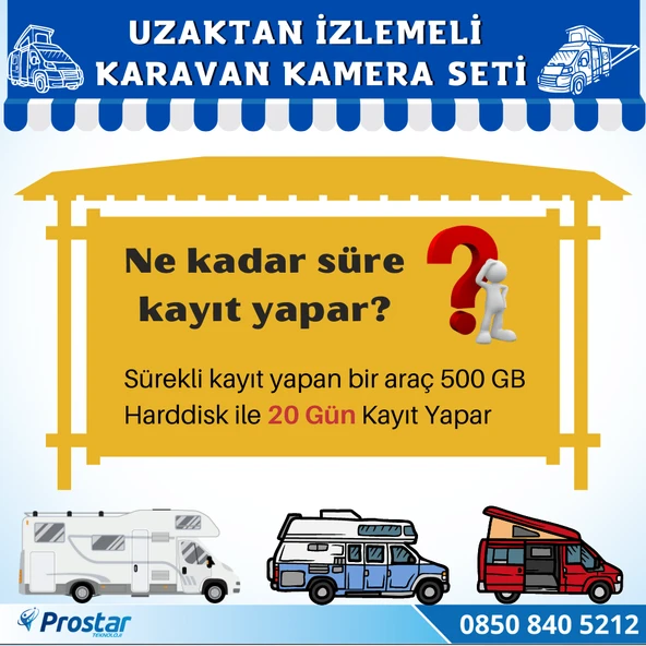 Uzaktan İzlemeli Karavan Kamera Seti 4 Kameralı 500 Gb Harddisk Dahil Kayıtlı 9 Inç Hdmi Ekranlı - 4