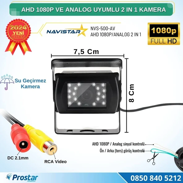 Şapkalı AHD 1080P ve Analog Pal Çevirilebilir Gece Görüşlü AV girişli Metal Ayaklı Full HD Kamera - 2