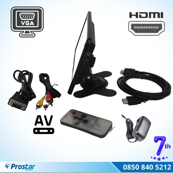 Güvenlik Kamera Monitörü 7" Ekran Hdmi Vga Av Girişli Lcd Ekran 4 Kanal - 2