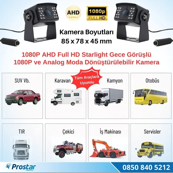 AHD 1080P ve Analog Pal Çevirilebilir 4 Pin Gece Görüşlü Metal Ayaklı Full HD Kamera - 3