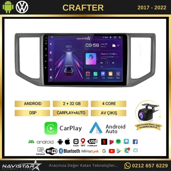 Volkswagen Crafter 2+64GB Android 13 Kablosuz Carplay 2017-2022 Navigasyon Multimedya Sistemi - 2