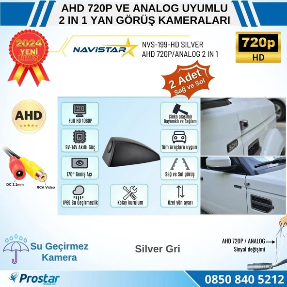 Yan Araç Kamerası AHD 720P ve Analog PAL Mini (Silver Gri) Özel Tasarım - 4
