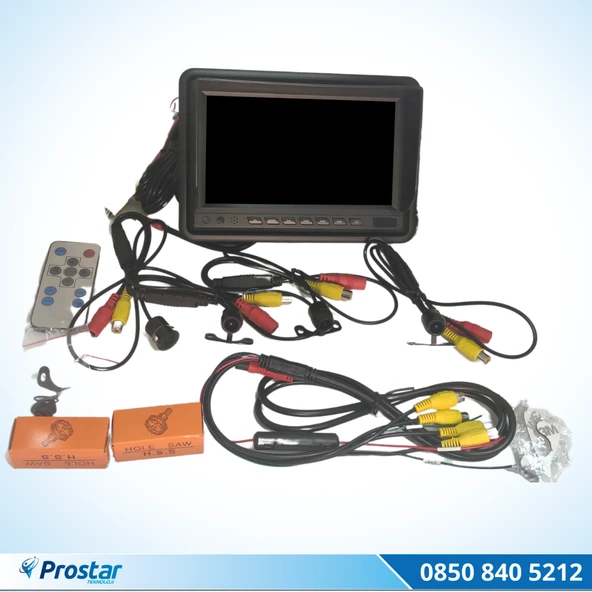 Okul Ve Servis Taşıtları Dört Kameralı AHD 720P 7" Ekranlı 4 Kamera Dahil Full Set - 2