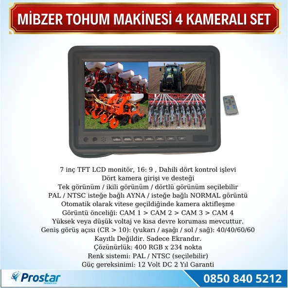 Mibzer Havalı Tohum Makinesi 4 Kameralı 7 Inç Monitörlü Araç Seti - 2