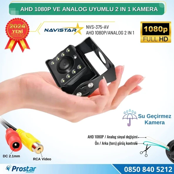 Mini Kamera AHD 1080P ve Analog Pal Çevirilebilir Gece Görüşlü Metal Ayaklı AV Full HD Kamera - 2