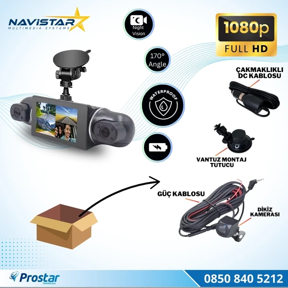 4 Kameralı 1080P WIFI, GPS Geniş Açılı Dashcam Araç içi Kamera Kayıt Sistemi 3 inç  Full HD - 5