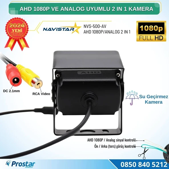 Şapkalı AHD 1080P ve Analog Pal Çevirilebilir Gece Görüşlü AV girişli Metal Ayaklı Full HD Kamera - 3