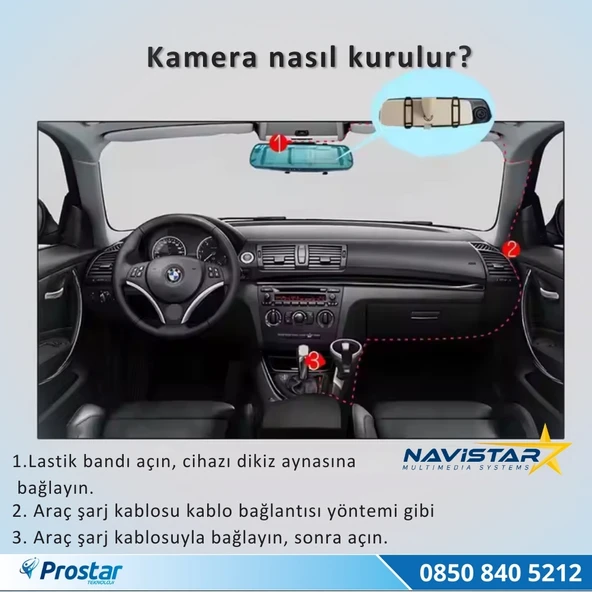 Kayıtlı 9.66 inç Kablosuz Carplay 4K+1080P Full HD 2 Kameralı Dikiz Aynası Wifi, Bluetooth,Fm Trans,Sd - 4