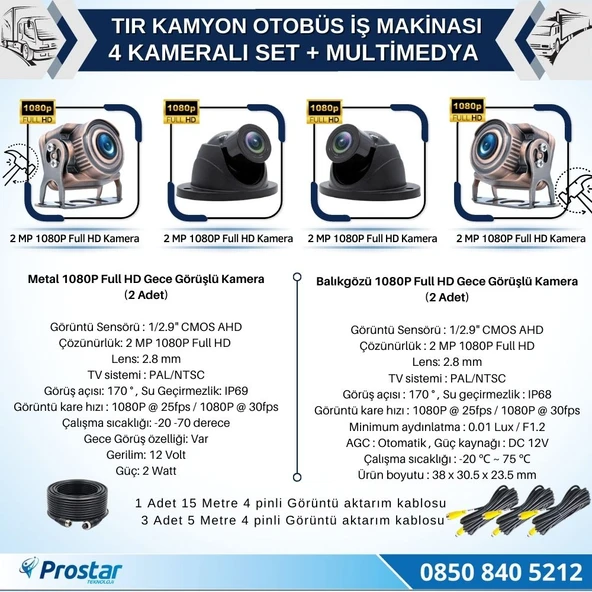 Tır Ve Kamyon 10.36" Dokunmatik Ekranlı 4 Kameralı Kayıtlı Video Müzik Telefon Ekran Yansıtma Özellikli Tak Kullan Kamera Seti - 3