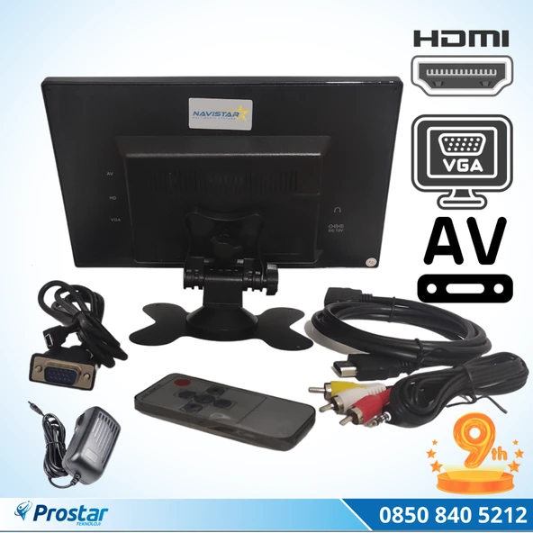 Güvenlik Kamera Monitörü 9" Ekran Hdmi Vga Av Girişli Lcd Ekran 4 Kanal - 4