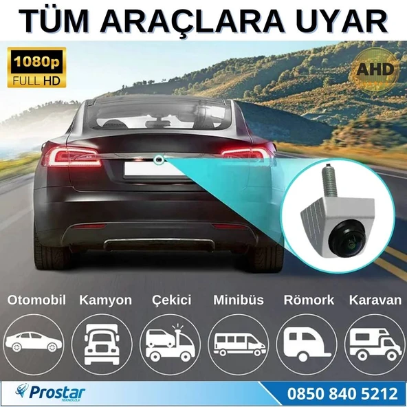 Ayarlanabilir Başlıklı AHD 1080P ve 720P Çevrilebilir 170 Derece Geniş Açılı Geri Görüş Kamerası - 5