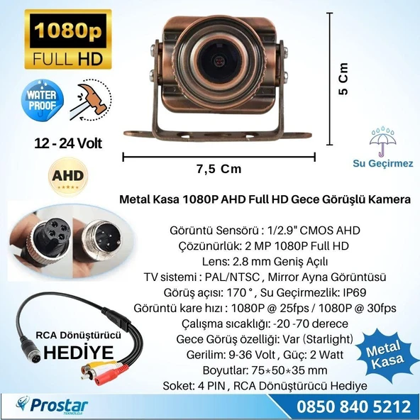Navistar Metal Kasa Ahd 1080P Full Hd 4 Pin Starlight Gece Görüşlü Geri Görüş Kamerası - 2