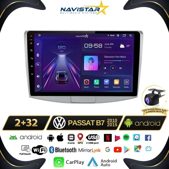 Volkswagen Passat B7 2+64GB Android 13 Kablosuz Carplay 2010-2015 Navigasyon Multimedya Sistemi