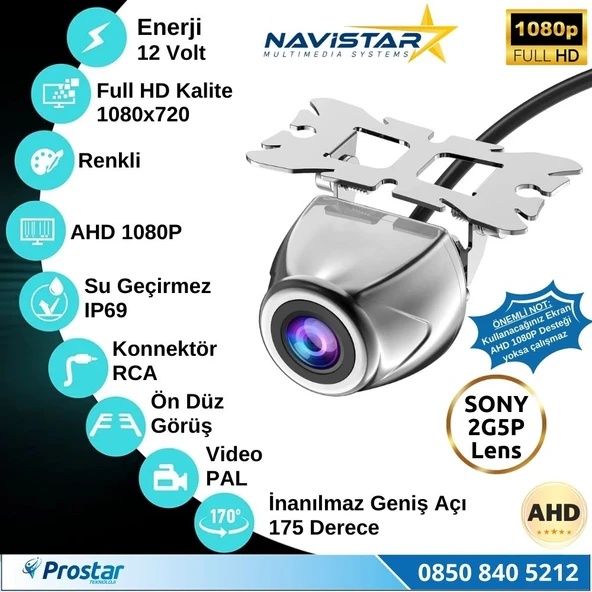 Navistar Ahd 1080P Sony 2G5P Balıkgözü 175 Derece Geniş Açılı Araç Geri Görüş Kamerası - 2