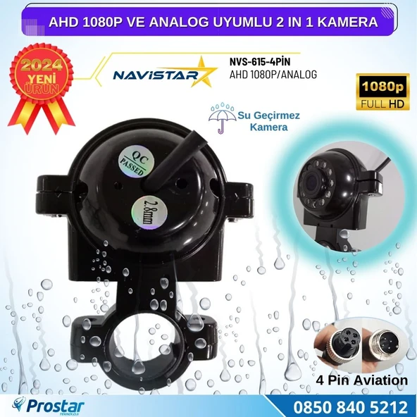 AHD 1080P ve Analog Pal Çevirilebilir 4 Pin Gece Görüşlü Araç Kamerası Metal Kelepçeli Yön Ayarlanabilir Full HD - 3
