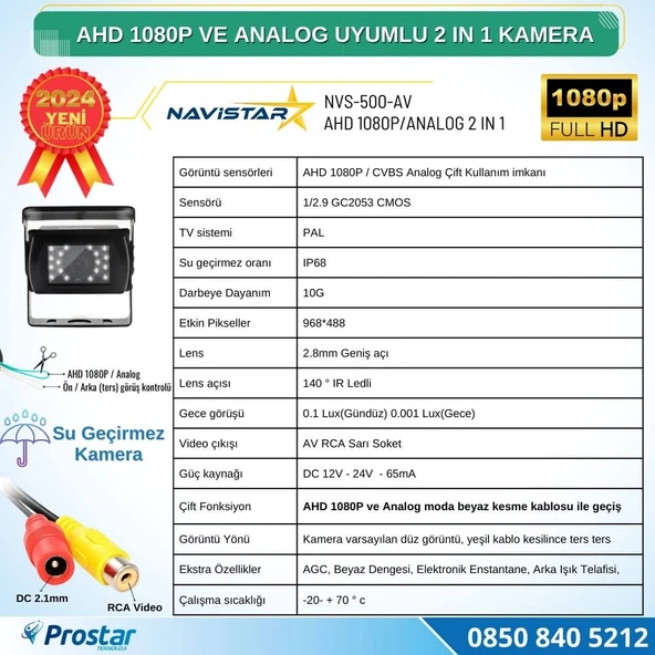 Şapkalı AHD 1080P ve Analog Pal Çevirilebilir Gece Görüşlü AV girişli Metal Ayaklı Full HD Kamera - 4