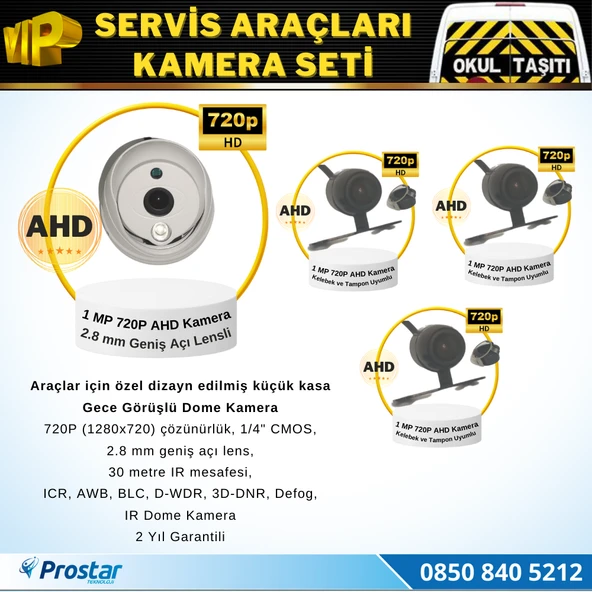 Okul Servis Kamera Seti 4 Kameralı 7" Monitör 4 Kameralı 320 Gb Harddisk Dahil - 3