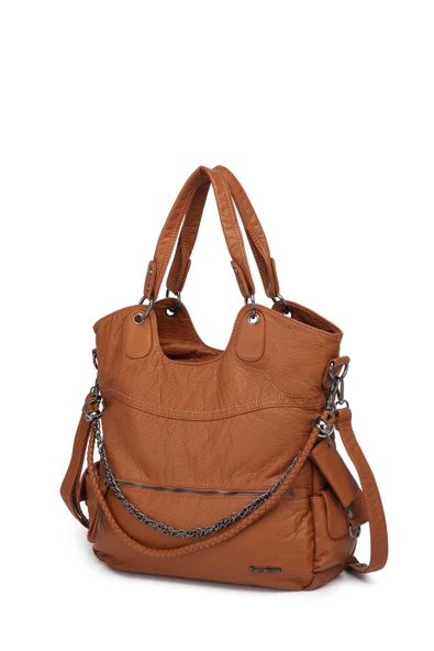 Yıkama Deri Omuz Kadın Çantası 21-k Barcelona 1582-6 - Resim 2