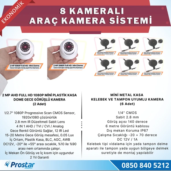 8 Kameralı Kayıtlı 1 Tb Hdd 9  Inç Ekranlı Uzaktan İzlemeli Tak Kullan Set - 3