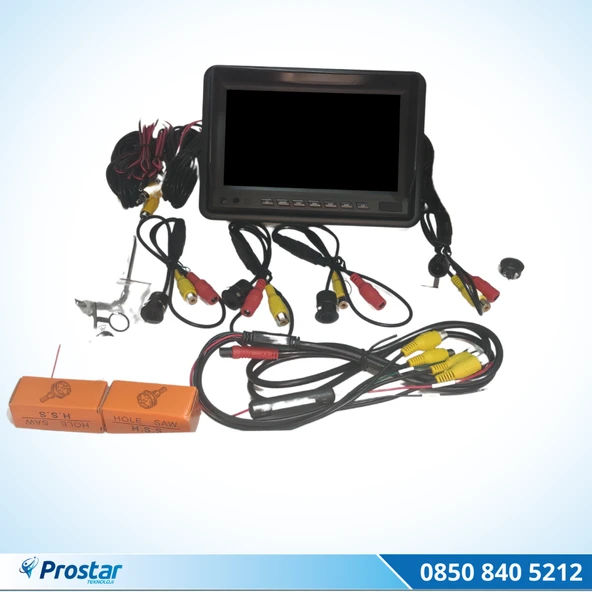 Okul Ve Servis Taşıtları Dört Kameralı AHD 720P 7" Ekranlı 4 Kamera Dahil Full Set - 4