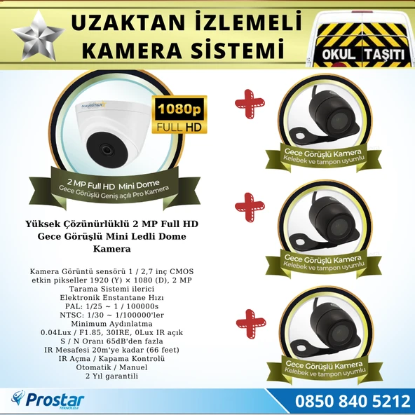 Okul Servis Kamera Sistemi Seti Uzaktan Izlemeli 4 Kameralı 7" Hdmi Monitör 320 Gb Harddisk Dahil - 3
