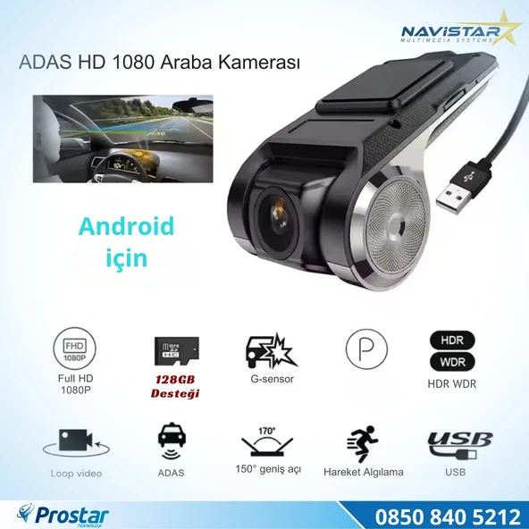 Usb 128 GB Destekli HD 1080P Dvr Araç Yol Sürüş Kamerası - 2