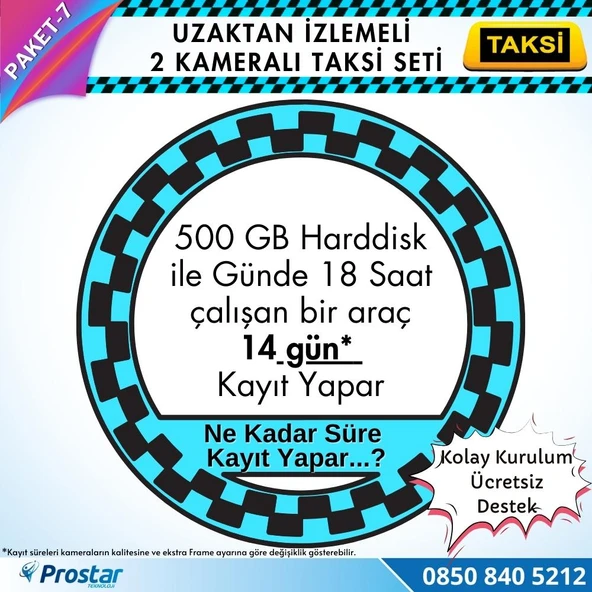 Taksi Kamera Seti 7 Uzaktan Izlemeli 2 Kameralı Wifi 4G 500 Gb Harddisk Dahil - 4