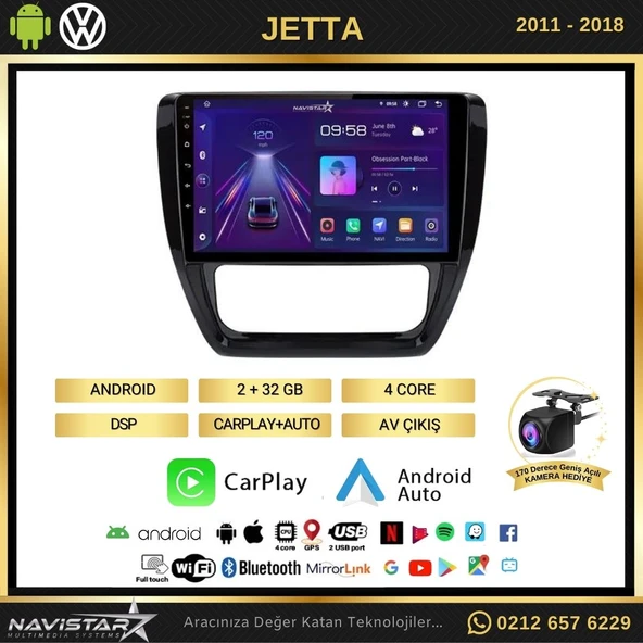 Volkswagen Jetta 2+64GB Android 13 Kablosuz Carplay 2011-2018 Navigasyon Multimedya Sistemi - 2