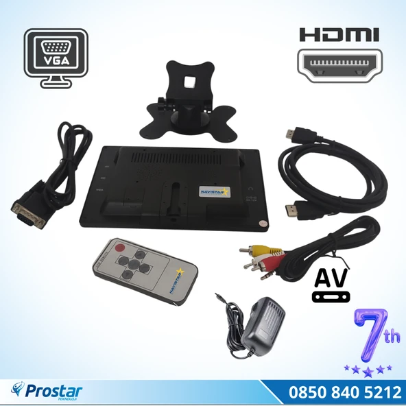 Güvenlik Kamera Monitörü 7" Ekran Hdmi Vga Av Girişli Lcd Ekran 4 Kanal - 4