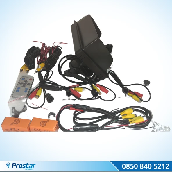 Okul Ve Servis Taşıtları Dört Kameralı AHD 720P 7" Ekranlı 4 Kamera Dahil Full Set - 3