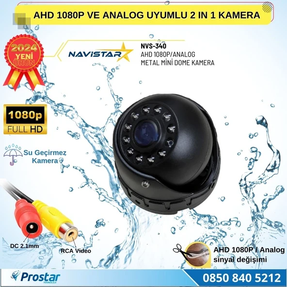AHD 1080P ve Analog CVBS Pal Dönüştürülebilir Gece Görüşlü Mini Metal Dome Araç Kamerası - 3