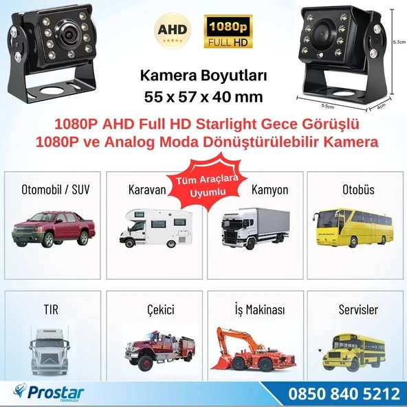 Mini Kamera AHD 1080P ve Analog Pal Çevirilebilir Gece Görüşlü Metal Ayaklı AV Full HD Kamera - 4