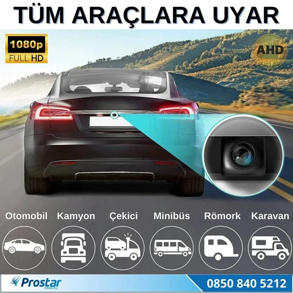 Balıkgözü AHD 1080P ve 720P Çevirilebilir 170 Derece Geniş Açılı Geri Görüş Kamerası - 5
