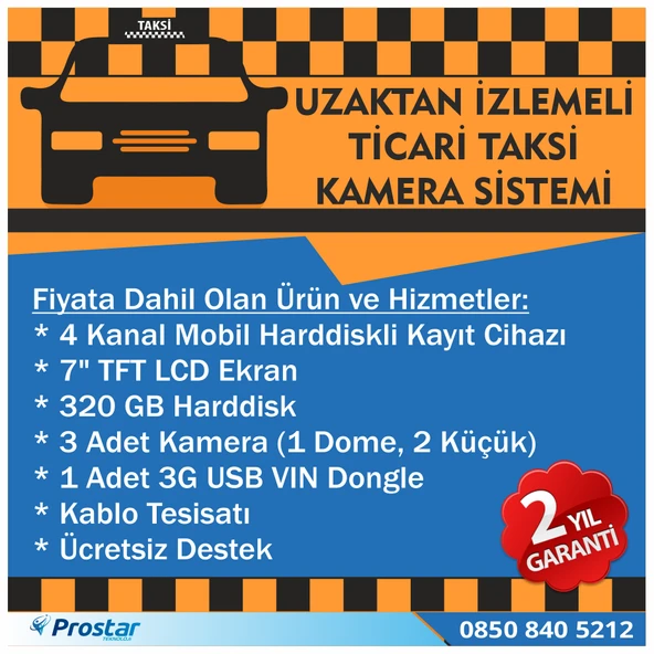 Ticari Taksiler Için Uzaktan İzlemeli Kamera Sistemi Seti - 3
