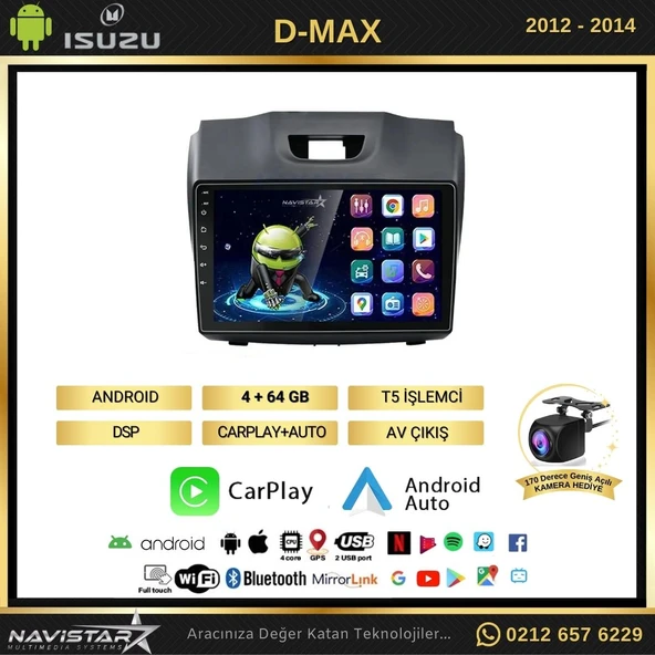 Isuzu DMax 2012-2014 Model 4GB + 64GB Android 13 Kablosuz Carplay Navigasyon Multimedya Sistemi - 2