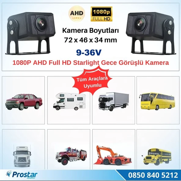 Navistar Ahd 1080P Full Hd 4Pin Starlight Plastik Kasa Gece Görüşlü Geri Görüş Kamerası - 3