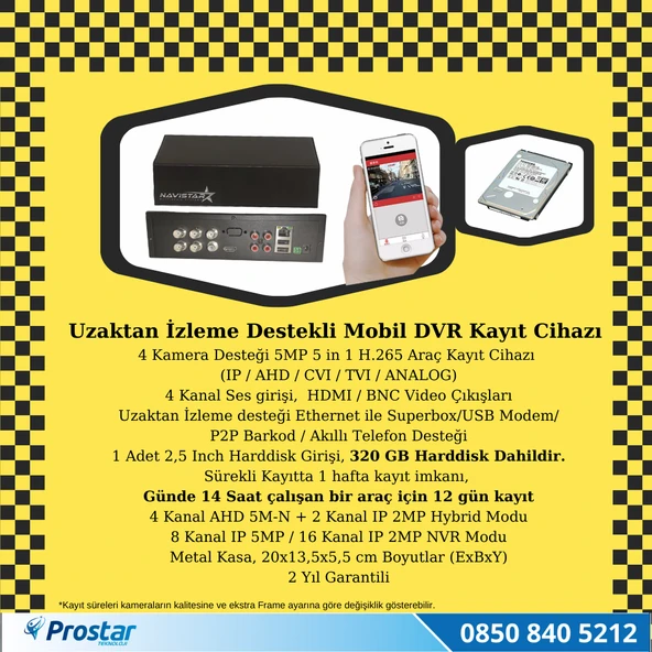 Ticari Taksi Kayıtlı Uzaktan Izlenebilir 2 Kameralı Tak Kullan Kamera Seti - 3