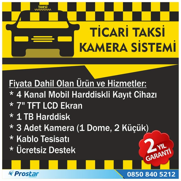 Ticari Taksiler Için 1 Tb Kayıtlı Kamera Sistemi Seti - 3