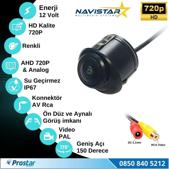 Ayarlanabilir Başlıklı AHD 720P ve Analog Pal Çevrilebilir Geri Görüş Kamerası - 3