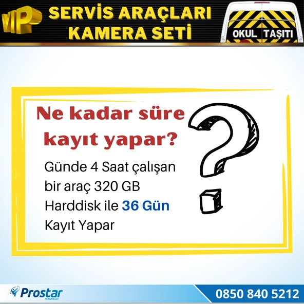 Okul Servis Kamera Seti 4 Kameralı 7" Monitör 4 Kameralı 320 Gb Harddisk Dahil - 4