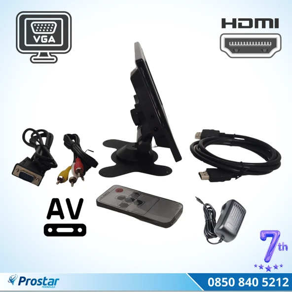 Güvenlik Kamera Monitörü 7" Ekran Hdmi Vga Av Girişli Lcd Ekran 4 Kanal - 3