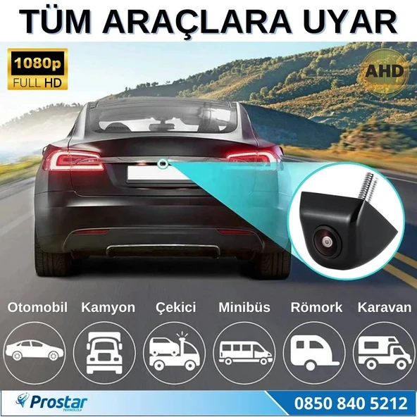 Piramit Balıkgözü AHD 1080P ve 720P Çevrilebilir 170 Derece Geniş Açılı Geri Görüş Kamerası - 5
