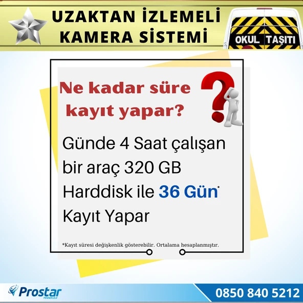 Okul Servis Kamera Sistemi Seti Uzaktan Izlemeli 4 Kameralı 7" Hdmi Monitör 320 Gb Harddisk Dahil - 4