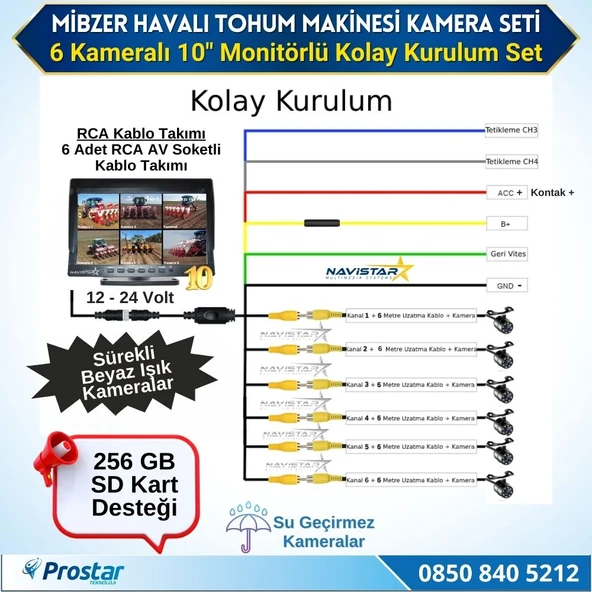 6 Kameralı Mibzer için 10 inç Monitör Altıya Bölen Kayıtlı 256 Gb Sd Kart Destekli - 4