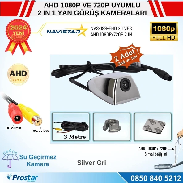 Yan Araç Kamerası AHD 1080P ve 720P Full HD Mini (Silver Gri) Özel Tasarım - 2